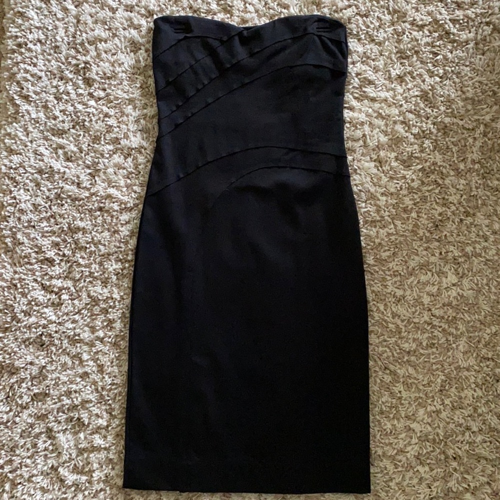 Black Strapless Wool Dress